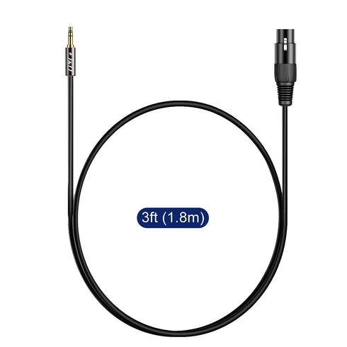 J&D XLR to 3.5mm Microphone Cable, PVC Shelled XLR Female to 3.5mm 1/8 inch TRS Male Balanced Cable - 3 Feet for DSLR Camera, Computer Sound Card...