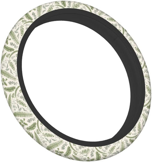 Swono Leaves Green Universal 15" Steering Wheel Covers Green Leaves and Fern Plants Cute Car Steering Wheel Cover for Men Women Girls Car Accessor...