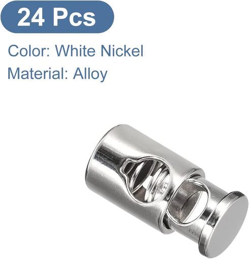 uxcell 24pcs Metal Cord Locks, 5mm Single Hole Spring Stopper Fastener Slider Toggles End for Drawstrings Bags Backpacks Clothing Lanyards, White ...