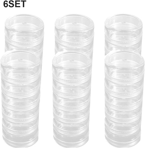 6 Sets 6 Layer Stackable Jewelry Storage Box, Clear Cosmetic Storage Box, Round Plastic Organizer Box for Beads, Buttons, Earrings, Necklace...