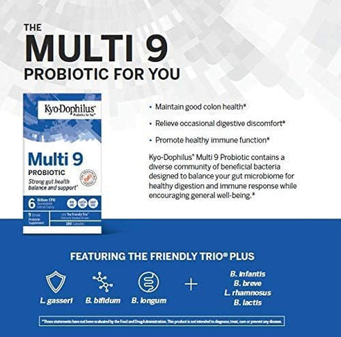 Kyolic Kyo-Dophilus Multi 9 Probiotic, for Strong Gut Health Balance and Support, 90 Capsules Total...