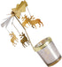 Rotating Candlestick Holder Christmas Carousel Spinning Deer Tea Light Holder Table Decoration (Gold)...