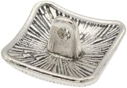 Acxico 10Pcs Square Antique Silver Floral Carved Shank Buttons Sewing Craft Metal...