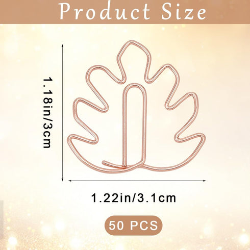 CRASPIRE 80Pcs Leaf Paper Clips Tortoiseshell Leaf Binder Paperclips Clamps Bookmark Clips Rose Gold Planner Dispenser with Box for Office Supplie...