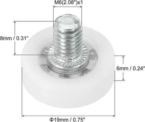 PATIKIL 19mm Drawer Rollers, 6 Pack Plastic Drawer Pulley Replacement Wheels Bearing Small Pulley...