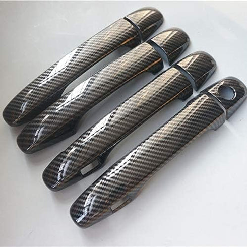 Sport Style Carbon Fiber Print Door Handle Cover Trim for Subaru Forester XV Crosstrek Outback Legacy WRX (Carbon Fiber with Keyless Holes)...