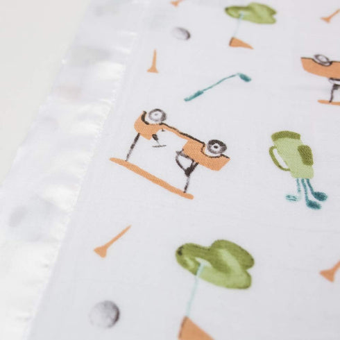 lulujo Baby Security Lovie Blankets| Unisex Softest Breathable Cotton Muslin Security Blanket with Silky Satin Trim| Neutral Comforting Blanket fo...