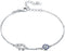 Blue Evil Eye Hamsa Hand Bracelet in Sterling Silver 925 with Cubic Zirconia CZ and 7"+1.5" Cable Chain...