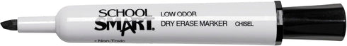 School Smart Dry Erase Marker, Low Odor, Chisel Tip, Black, 40 lb - 24 Inches x 1000 Feet, Pack of 12, White...