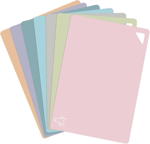 7 Pieces Plastic Flexible Cutting Boards for Kitchen, Non Slip Cutting Mats with Food Icons, Easy-Grip Handles, BPA- Free, 15"x12"...