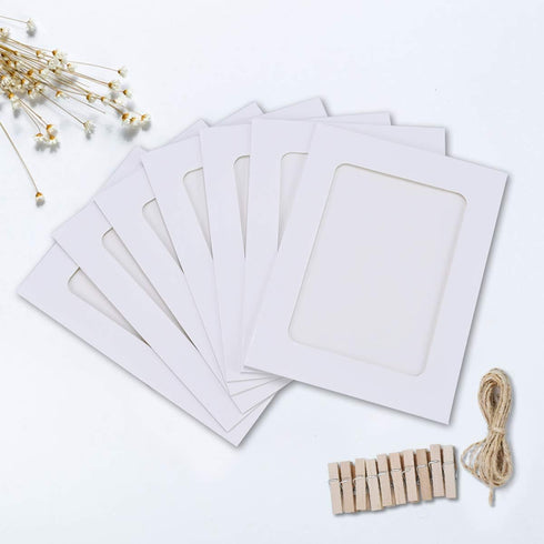 Enenes Paper Picture Frames, 4x6 Inch Kraft Paper Photo Frame,DIY Photo Frames with Wood Clips and Jute Twine for Home Wall Decor School and Offic...