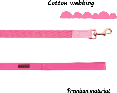Elegant little tail Pink Dog Collar and Leash, Durable Pet Collar, Leather Dog Collar Adjustable Girl Dog Collars for Medium Dogs...
