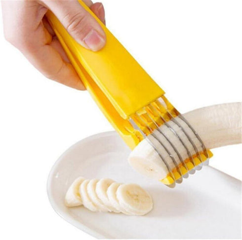 1 PCs Creative Stainless Steel Banana Chopper Fruit Cutter Cucumber Vegetable Peeler slicers Kitchen Tools, Yellow...