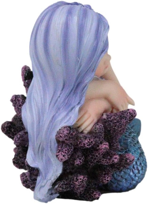 Ebros Under The Sea Blue Child Mermaid Sleeping On Coral Statue Enchansia Mergirl Decorative Figurine...