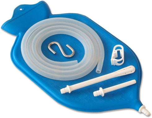 HealthAndYoga™ NaturoFlo Superior Enema Bag Kit with Silicone Tubing Hose and Fittings - 2 Quart Fountain Open top Kit for Fleet Enema and Anal Do...
