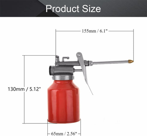 Auniwaig Pump Oil Can 250g Metal High Pressure Feed Oil Spray Gun Bottle Hand Feed Oil Spray Gun Pump Bottle Oiler Red 2pcs...