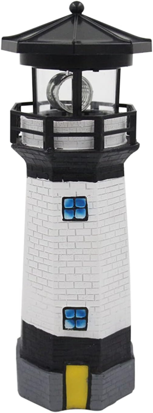 Solar Lighthouse Outdoor Solar Rotating LED Lighthouse Light Waterproof Lighthouse Statue Decorative LED Rotating Lamp for Garden Landscape Outsid...