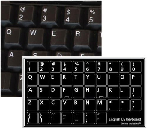 English US Non Transparent Keyboard Stickers Black Background 11x13mm...