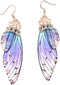 Faerie Butterfly Wing Foil Rhinestone Earrings Necklace Set Unique Fairy Simulation Big Monarch Butterflies Earring Classy Handmade Jewelry for Wo...