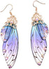 Faerie Butterfly Wing Foil Rhinestone Earrings Necklace Set Unique Fairy Simulation Big Monarch Butterflies Earring Classy Handmade Jewelry for Wo...