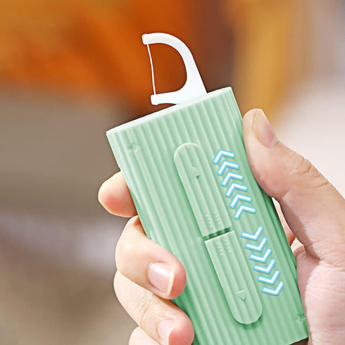 Portable Automatic Dental Floss Pick Organizer Case, Dental Floss Pick Dispenser Case with 10 Floss Picks. Floss Pick Holder Boxes for Teeth Clean...