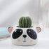 Succulent Pots,Cute Animal Panda Shaped Cartoon Ceramic Succulent Cactus Flower Planters with Bamboo Tray -Plant Not Included (4.13 Inch)...