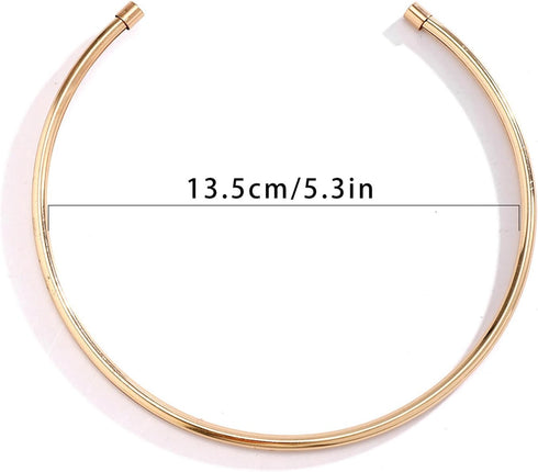 Simple Metal Collar Necklace Open Round Clavicle Chain Summer Beach Body Chain Jewelry Festival Statement Collar Choker Necklace for Women...