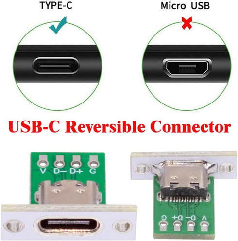 NFHK DIY OEM 5pcs/Set Type C Female Socket Connector Panel Mount Type with PC Board 24pin USB 2.0 Pinout...
