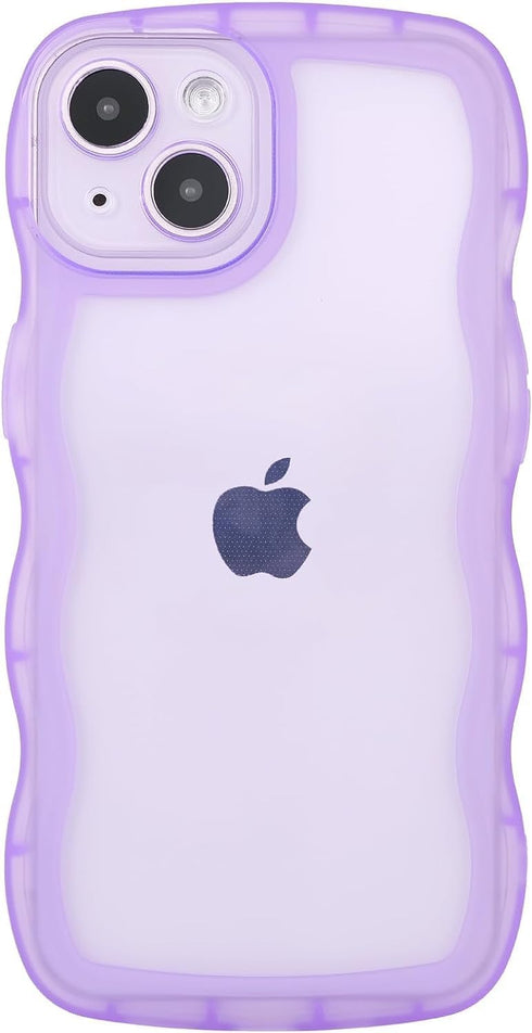 for iPhone 14 Case, Cute Kawaii Curly Wave Frame Shape Soft TPU Silicone Phone Case with iPhone 14, Shockproof Protective Phone Cover for Women Gi...