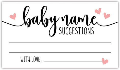 50 Sweet Heart Baby Name Suggestion Cards for Baby Shower...