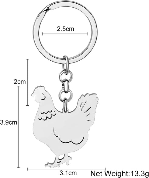 Chicken Keychain Stainless Steel Chicken Keyring Gifts for Women Purse Car Key Charms...