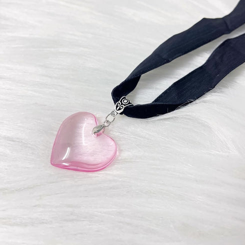 Y2k Heart Necklace Gothic Love Heart Y2k Aesthetic Pendant Necklace Black Velvet Choker Necklace For Women Girls Fashion Christmas New Year Valent...