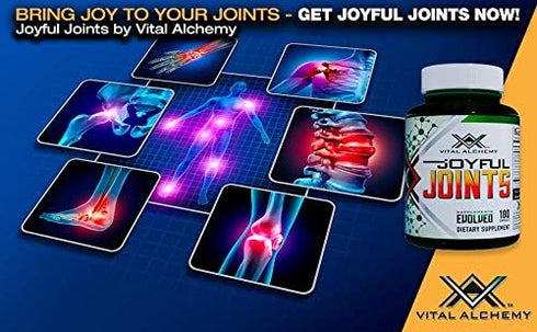 Joyful Joints by Vital Alchemy |Highest Grade Glucosamine, Turmeric, MSM, Bromelain, Hyaluronic Acid,Cissus, MSM,Bioperine Highest Potent Joint He...