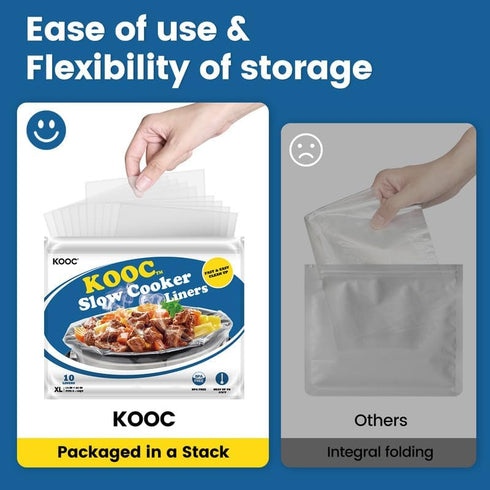 KOOC Slow Cooker Liners 14"x22" 30 Count Extra Large Size Disposable Pot Liners Cooking Bags Fit 6 qt to 10 qt Pot BPA Free Fresh Locking Seal Des...