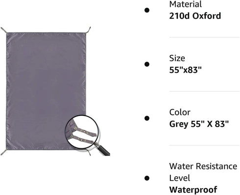 REDCAMP Waterproof Camping Tent Tarp - 55"x83", 4 in 1 Multifunctional Tent Footprint for Camping, Hiking and Survival Gear, Lightweight and Compa...