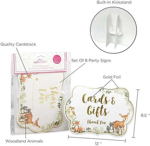 Kate Aspen Woodland Baby Shower Decorations, Decor Sign Kit (8 Different Signs, Welcome Baby Shower Sign and more)...