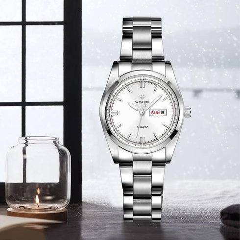 Women's Classic Fashion Silver Stainless Steel Watches Waterproof Date Luminous Lady Dress Wrist Watch...