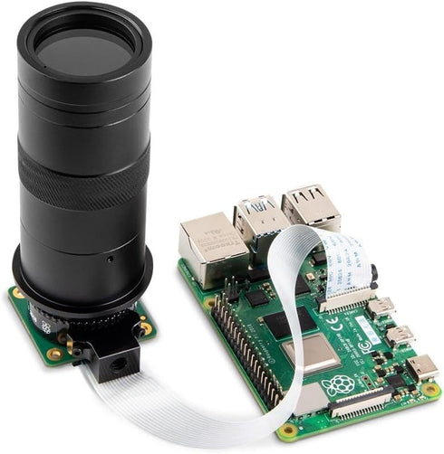 100X Microscope Lens for Raspberry Pi, C/CS-Mount, 0.12X ~ 1.8X Optical Magnification, Compatible with Raspberry Pi HQ Camera...