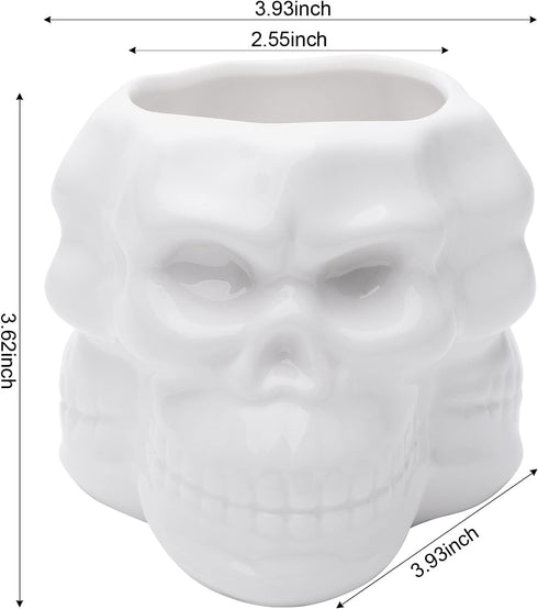 Berry President Skull Flower Pot, Ceramic Skull Capita Planter, Succulent Plants Pots Potted for Desktop Ornaments Office Decor, paperclips Pin St...