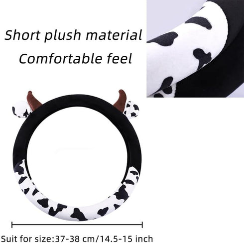 Cow Print Steering Wheel Cover, Universal 14.5 to 15 Inch Anti Slip and Sweat Absorption Comfortable Auto Steering Wheel Cover, Cute Cow Car Acces...
