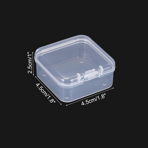 PATIKIL 4.5x4.5x2.5in Clear Storage Box with Hinged Lid, 6Pack Plastic Stackable Rectangle Organizer Container for Bead Jewelry Small Item Art Cra...