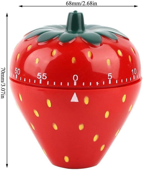 Maxmartt Kitchen Timer Strawberry Shaped Wind Up 60 Minutes Manual Countdown Mechanical Time Reminder No Batteries Loud Ring Cute Strawberry Timer...