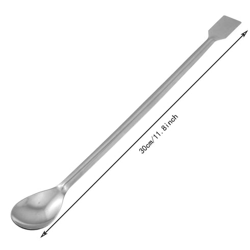 Lab Spoon RLECS 2PCS Extended 30cm/11.8 inch Stainless Steel Sampling Spoons, 2 in 1 Lab Spatula, Lab Spoon Spatula, Laboratory Sampling Spoon Mix...