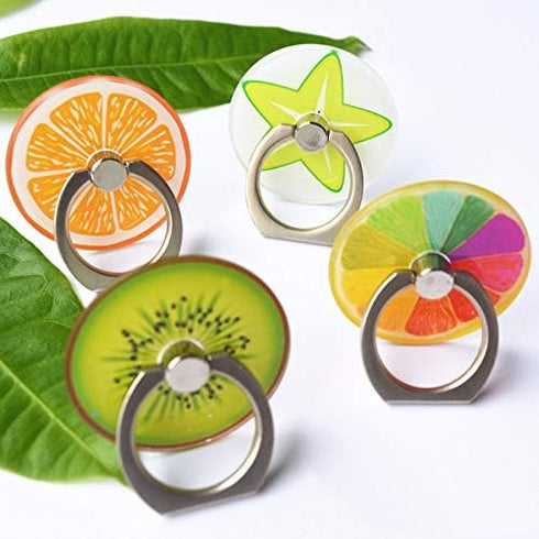 Crystal Flower Fruit Shape Ring Stent 360°Rotation Finger Ring Grip Cell Phone Ring Holder Stand (Strawberry)...
