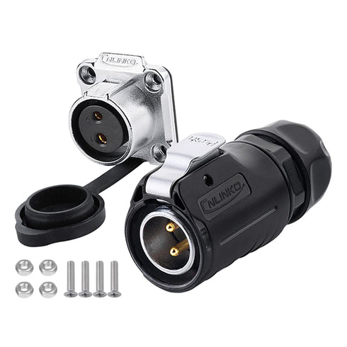 CNLINKO LP20 Series Waterproof Connector, IP68 Fast Locking Connect, 20A 500V 2pin m20 Male and Female LED Outdoor Power Connector (2 pin)...