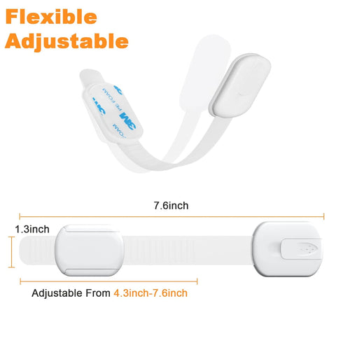 10Pack Child Safety Strap Locks for Fridge, Cabinets, Drawers, Dishwasher, Toilet, Child Proof Safety Locks with 3M Adhesive No Drilling...