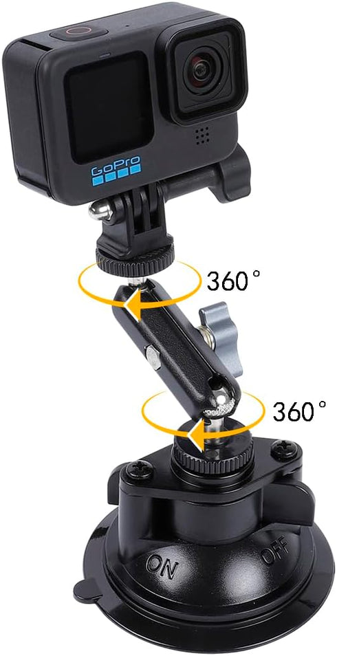 Suction Cup Mount for Insta360 One X4 X3 X2 Go3, Car Windshield Window Sunroof Mount with Phone Holder Adapter Compatible with GoPro Hero 12 11 10...