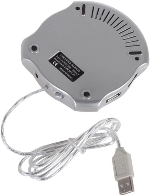 1PCS USB Beverage Warmer,Silver Beverage Cup 4 Port USB Hub Tea Coffee Electric Warmer Tea Cup Warmer for Home Office...