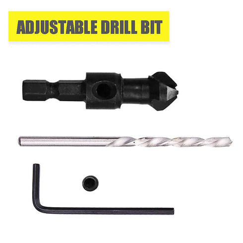 Countersink Drill Bit Set with 1/4 Hex Shank, HSS4241#6/10/13/16 Drill Bit Set with Hex Key Wrench for Woodworking Carpenter Tools Accessories-4 P...