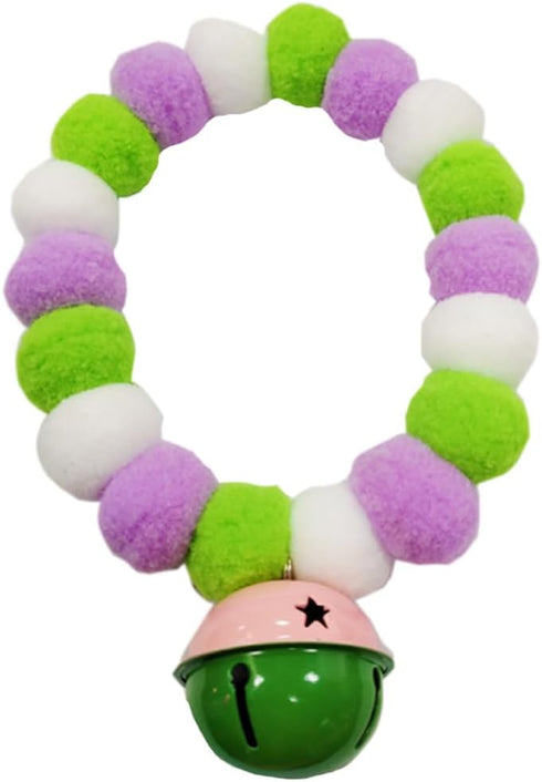 Pom Pom Dog Collar Elastic Cat Collar Decorative Plush Ball Puppy Necklace Eye-catching Pom Pom Pet Collar Necklace with Bell for Taking Photos, W...